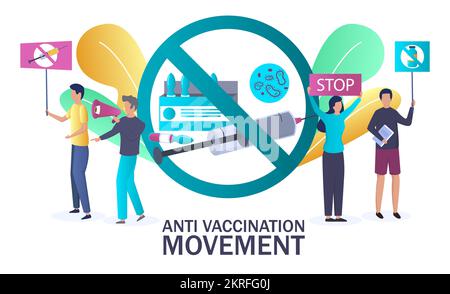 Anti vaccination movement poster template, vector illustration Stock Vector