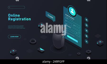 Robot online registration Stock Vector