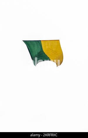 brazil flag is flaying isolated white background Stock Photo