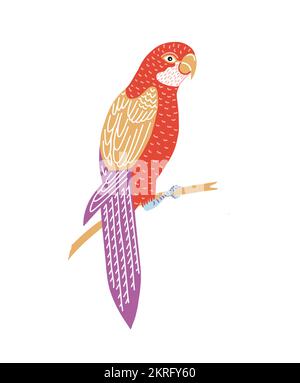 tropical colorful parrot in flat style vector illustration Stock Vector