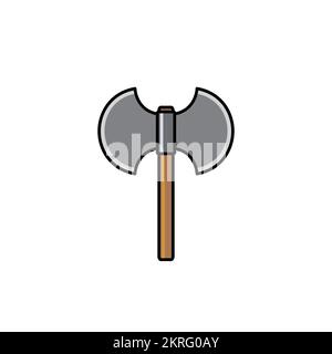 Video game item double bladed axe clipart vector. Stock Vector