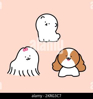 Cute dog breeds pedigree vector illustration set Stock Vector Image ...