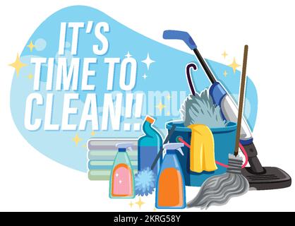 Cleaning tools and equipments illustration Stock Vector