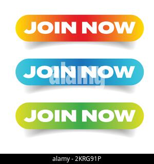 Join now call to action button set Stock Vector