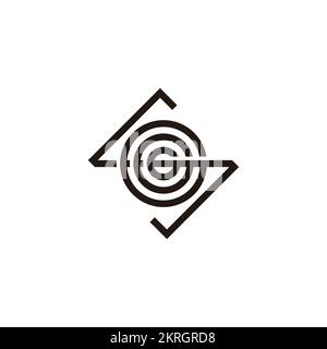 letter s stripes circles overlapping logo vector Stock Vector