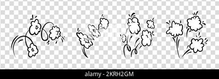 Comic boom effect clouds. Set of explosion bubbles and smoke. Vector illustration isolated Stock Vector