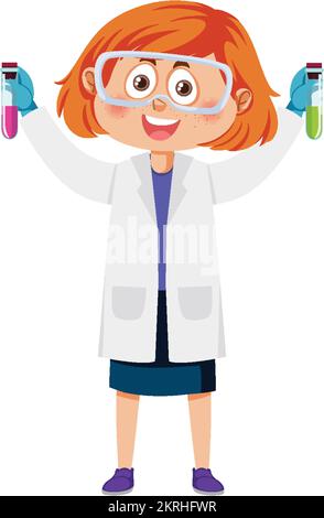 Scientist girl wearing gown outfit illustration Stock Vector