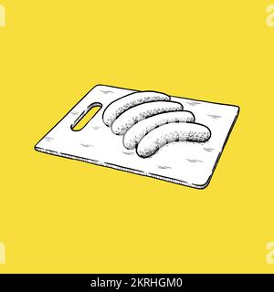 Sausage Icon. Fast Food Concept Sketch and Vintage. Vector illustration Stock Vector