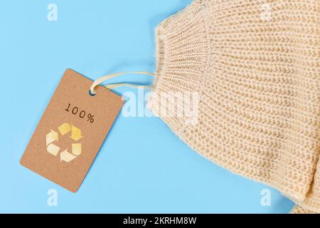 Knitted eco friendly cotton fabric with 100 percent recycled label ...