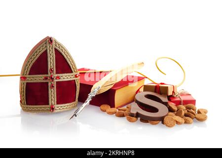 Sinterklaas - St.Nicholas day in December. Children holiday in Netherlands ang Belgium. Chocolate spicy ginger cookies Stock Photo
