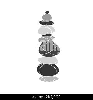 Balance of black and white stones. Zen balance Stock Vector