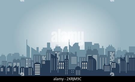 Panorama of the city with many apartments and mall buildings around it ...