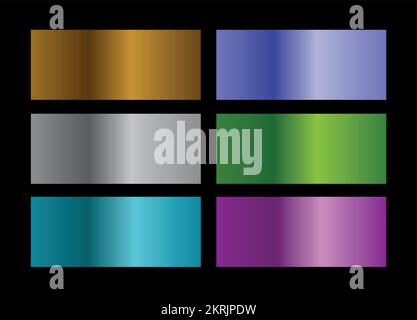 Pre-made vector gradient with metallic effect . Colorful gradients. Stock Vector