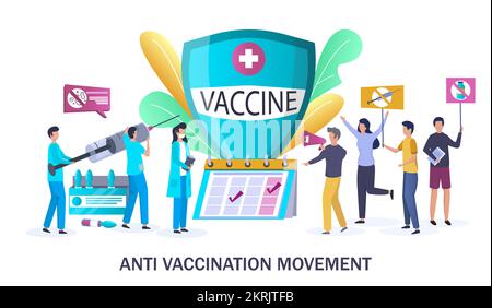 Anti vaccination movement, vector concept for web banner, website page Stock Vector