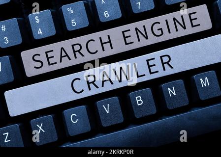 Text sign showing Search Engine Crawler, Concept meaning program or automated script that browses the web Stock Photo