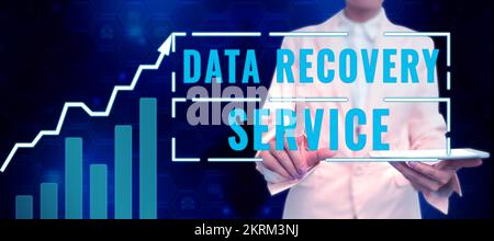Sign displaying Data Recovery Service, Conceptual photo Process of retrieving inaccessible or lost data Stock Photo