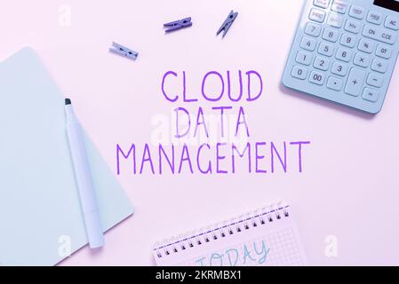 Conceptual display Cloud Data Management, Conceptual photo A technique to manage data across cloud platforms Stock Photo