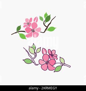 Sacura beautiful log, cherry blossom Stock Vector