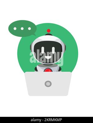 Robot operator character vector design. Artificial intelligence chatbot and data chatter for virtual assistance costumer support. Vector Illustration. Stock Vector