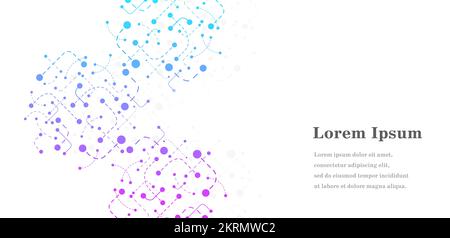abstract blue purple round, genetic image, geometric square texture background, scientific technology, futuristic concept Stock Photo