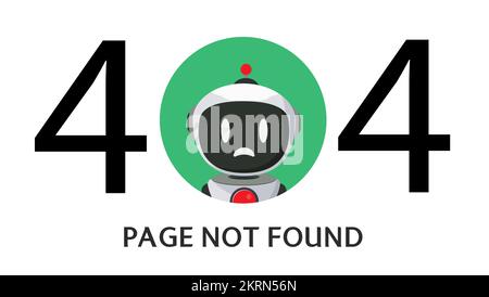 Robot 404 error vector design. Website connection failed webpage 404 with ai technology computer assistant for trouble shoot. Vector Illustration. Stock Vector