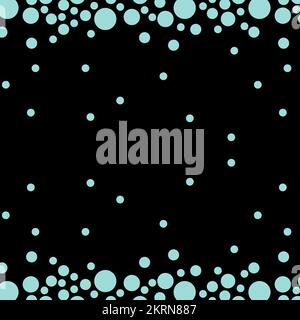 Blue Bubble Polka Dot Pattern On Black Background Stock Vector