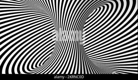 black and white lines background creating an illusory optical effect. 3d render Stock Photo