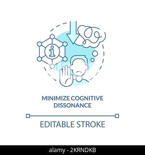 Minimize cognitive dissonance turquoise concept icon Stock Vector