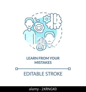 Learn from mistakes turquoise concept icon Stock Vector