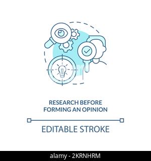 Research before forming opinion turquoise concept icon Stock Vector