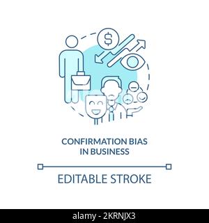 Confirmation bias in business turquoise concept icon Stock Vector