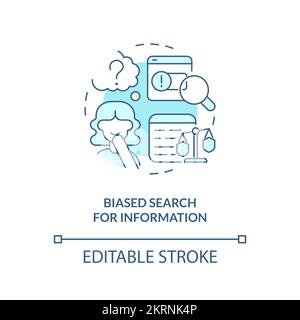 Biased search for information turquoise concept icon Stock Vector