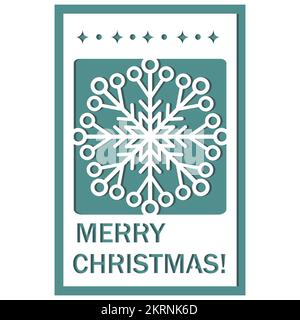 Multi-layered 3D Christmas card with an openwork snowflake in the papercut style, vector illustration, Laser cut paper. Stock Vector