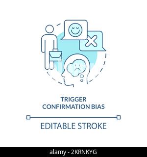 Trigger confirmation bias turquoise concept icon Stock Vector