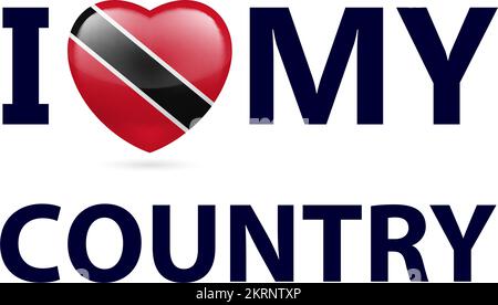 I Love My Country - Trinidad and Tobago. Heart with flag colors Stock Vector