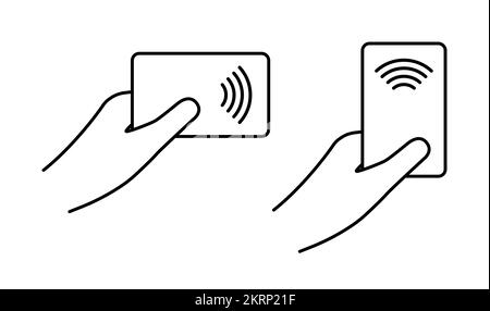 Access control. Access card reader. Wireless RFID, NFC. Vector stock illustration. Stock Vector