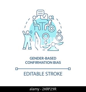 Gender-based confirmation bias turquoise concept icon Stock Vector