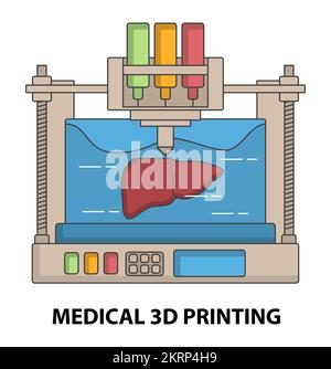 Medical 3d printing vector liver bio-printing tech Stock Vector
