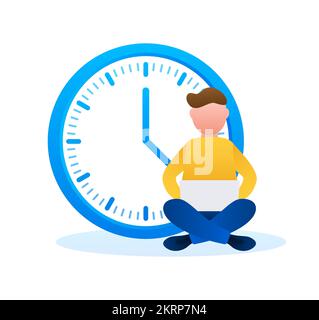 Free time. Flexible working hours. Working from home. Vector stock illustration. Stock Vector