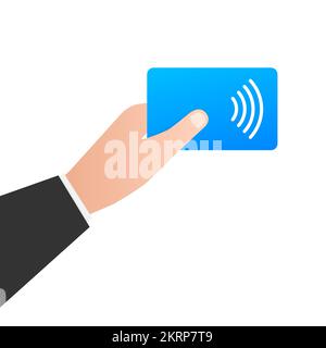Access control. Access card reader. Wireless RFID, NFC. Vector stock illustration. Stock Vector