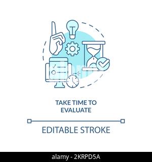Take time to evaluate turquoise concept icon Stock Vector
