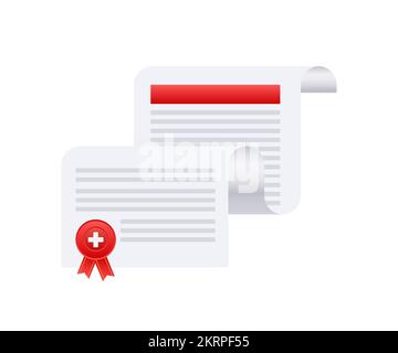 Medical license, Certificate icon label. Vector stock illustration Stock Vector