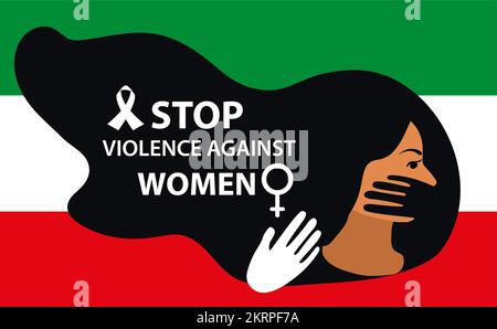 protest iranian women illustration design and shouts stop violence Stock Vector