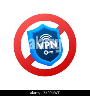 No vpn. Vector set. Safety internet technology. Digital technology data protection. Stock Vector