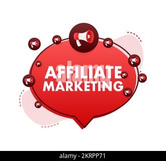 Affiliate Marketing. Advertisement and Marketing Material. Referring friends. Vector stock illustration. Stock Vector