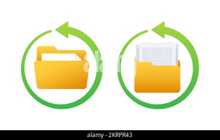 Data Backup. Database restore. Data recovery. Vector stock illustration. Stock Vector