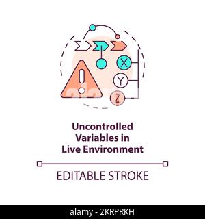 Uncontrolled variables in live environment concept icon Stock Vector