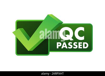 QC passed, pass quality sign, label. Vector stock illustration Stock Vector