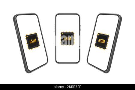 eSIM card chip sign. Embedded SIM concept. New mobile communication technology. Vector stock illustration Stock Vector