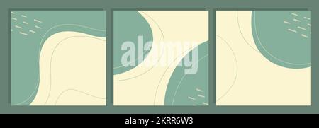 Social media set templates abstract, layout of social media stories, mobile apps,banner, boho style with lines and organic shapes. . Vector illustration Stock Vector